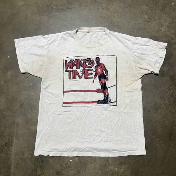 Vintage 90s Hang Time White/Red Wrestling T-Shirt - Picture 1 of 4